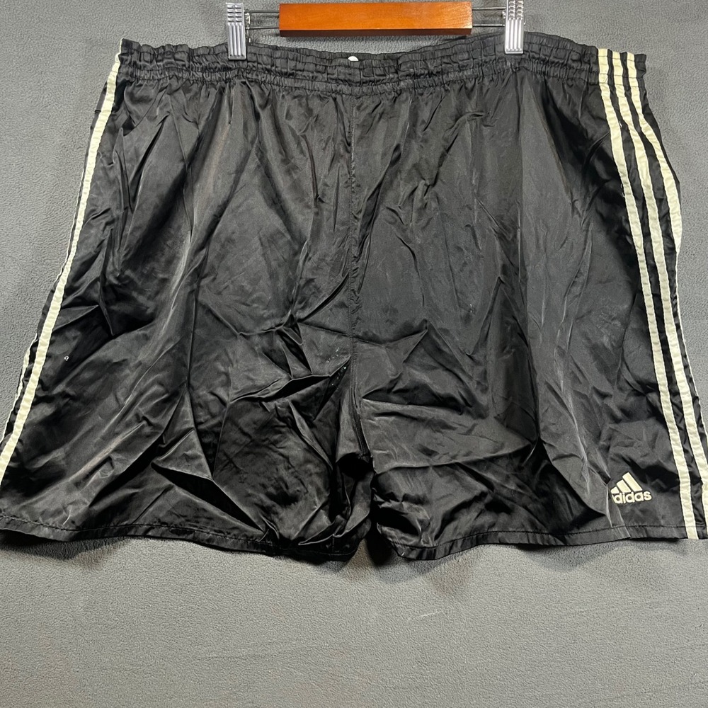 Adidas Mens XL Black White 3 Stripe Athletic Gym Running Shorts Embroidered Logo